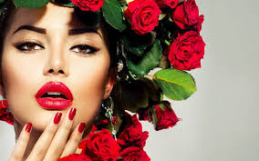 model makeup look roses flowers