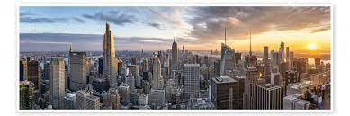 new york city skyline at sunset print