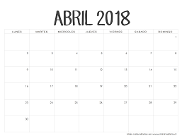 Calendario Abril 2018 Calendario 2018 Para Imprimir