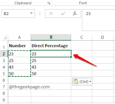 number to percene in excel
