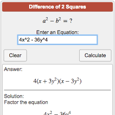 Completing the square calculator online with solution and steps. Difference Of Two Squares Calculator