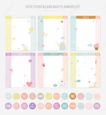 Cute Daily Note Template Notebook Paper And Stickers Set With