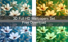 beautiful 3d flowers wallpaper set