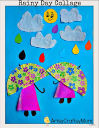 rainy day paper collage art for kids