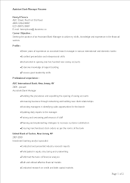 Free Assistant Bank Manager Resume Templates At
