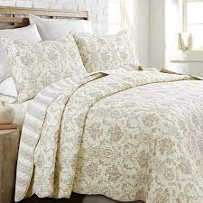 Khaki Cotton King Quilt Bedding Set