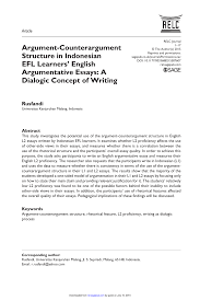 pdf argument counterargument structure in n efl learners pdf argument counterargument structure in n efl learners english argumentative essays a dialogic concept of writing