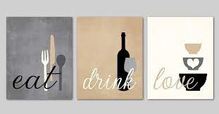 Kitchen Wall Art Print Set Eat Drink