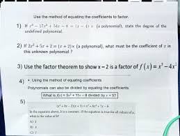Equating The Coefficients To Factor