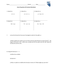 Formulas Worksheet Doc