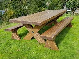 wooden garden table and benches hot