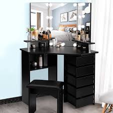 makeup vanity desk with mirror and