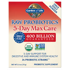 garden of life raw probiotics 5 day max care powder 2 4 oz