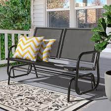 Black Steel Outdoor Swing Glider Chair