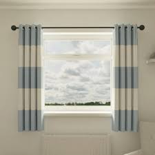 blue wide striped blackout curtains