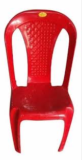 Red Plastic Chair Without Armrest At