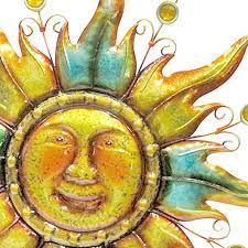 Two Tone Metal Sun Face Outdoor Wall Decor