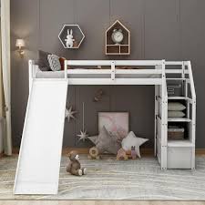 Anbazar White Twin Size Loft Bed With