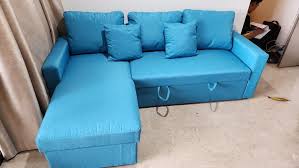 turquoise l shape sofa with storage and