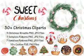 Watercolor Sweet Christmas Cookies Graphic By Tanatadesign Creative Fabrica Sweet Christmas Christmas Wreaths Christmas
