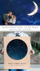 Constellation Map On Wood Custom Night Sky Print Star Map