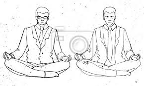 Geschäftsmann meditation, vektor geschäftsmann silhouette, geschäftsmann  fototapete • fototapeten während, skizziert, Nirvana | myloview.de
