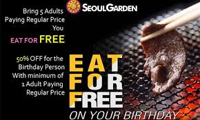 seoul garden eat free on your