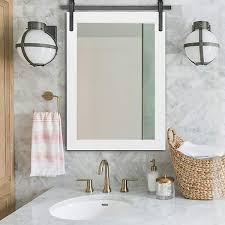 Modern Wall Mirrors Rectangular Mirror With Wood Framed Bathroom Mirror Barn Mirror Barn Door Mirror With Multi Size 18w 26h Inches White