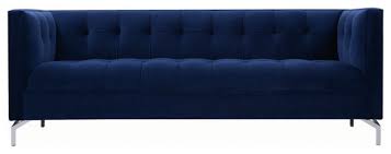 navy blue velvet tufted tuxedo sofa