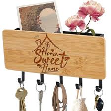 5 Hooks Sweet Home Design Wooden Key