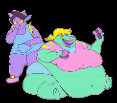 10021 - suggestive, artist:sambaba, bratty (undertale), catty (undertale),  cat, crocodile, crocodilian, feline, mammal, reptile, anthro, undertale,  2019, belly button, black background, breasts, burger, butt, clothes,  commission, duo, duo female ...