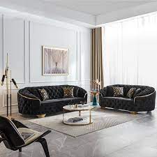 black 2seat velvet 3 4 seat fabric sofa