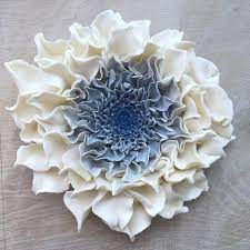 blue dahlia porcelain flower wall art