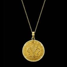 gold floine coin necklace pendant