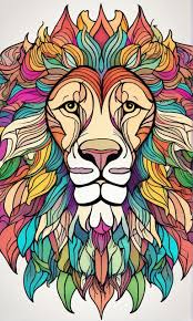 lion drawing line psychedelic coloring