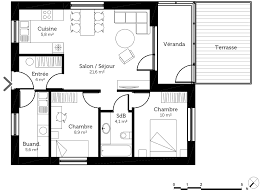 plan maison 60 m² avec véranda ooreka