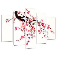 Set Of 5 Pink Cream Red Japanese Canvas