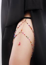rainbow beads in my golden thigh chain