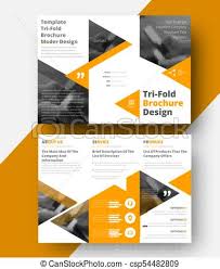 Design A White Vector Tri Fold Brochure With Yellow Triangles For