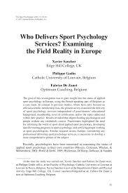 Earn a sports psychology in australia. Pdf Who Delivers Sport Psychology Services Examining The Field Reality In Europe