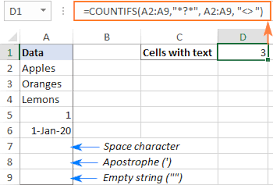 excel formulas to count cells with text