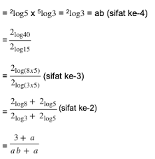 Operasi logaritma merupakan kebaliakan dari operasi perpangkatan untuk y>0, a>0, a ≠ 1, logaritma y dengan basis a ditulis alog y <—> ax = y. Logaritma Pengertian Sifat Rumus Tabel Contoh Soal