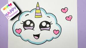 How To Draw A Super Cute Cloud Emoji Unicorn Easy Drawing Youtube