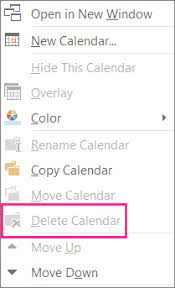 delete a calendar microsoft support
