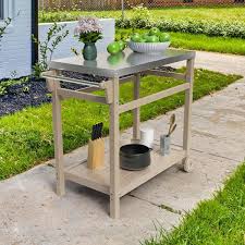 Wooden Color Hdpe Bbq Grill Cart