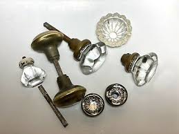 Vintage Glass Brass Door Knobs Plus 1