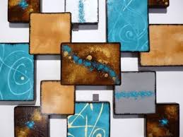 Turquoise And Brown Wall Sculpture