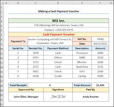 cash payment voucher format in excel