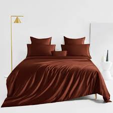 Queen King Silk Bed Linen Sets Rust