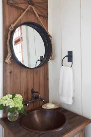 Rustic Cottage Powder Room With Round